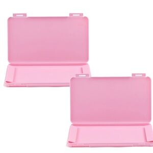Plastic Project Case Scrapbook Paper Storage Boxes - Pink x2